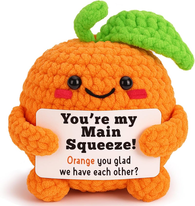 FEFAMM Gifts for Him Her Boyfriend Girlfriend, Christmas Birthday Gifts for Women Men Funny Handmade Crochet Orange Romantic Couples Gift for Husband Wife Fiance for Anniversary Wedding Valentine's Idea - Image 1
